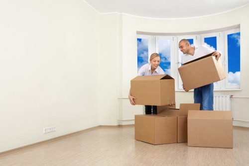Packed moving boxes ready for a Richmond house relocation