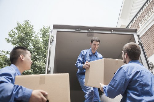 Loading boxes into a hired removal truck