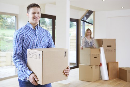 Student moving day scene in Richmond with organized belongings